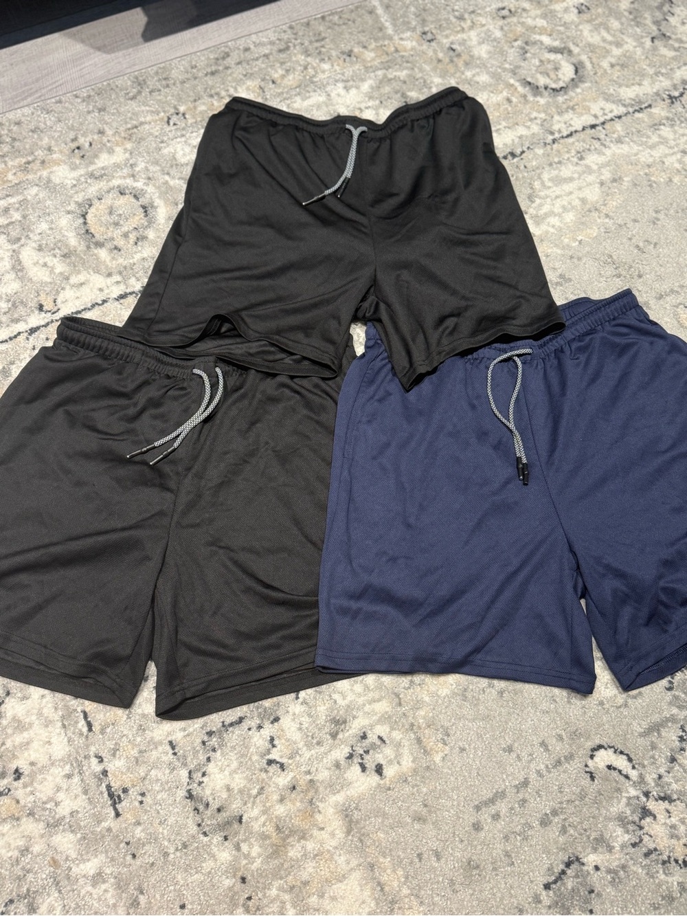 Men's Athletic Drawstring Shorts in Black & Navy - Performance Fit